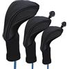 Generisch Cappucci per mazze da golf | 3 pezzi per mazza da golf per legni Driver Fairway Woods Headcovers a maglia con collo lungo, adatti per tutte le racchette da fairway e Driver