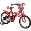 Baroni Toys Bicicletta Rossa Bambino con Ruote di Gomma, Campanello, Scudo Decorativo e Rotelle Incluse, Bici Sportiva da Bambini in Acciaio, Bicicletta per Bambini dai 4 a 7 anni, Misura 16