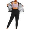 Weyot Tuta Sauna Dimagrante Donna, Sauna Suit Donna, Tuta per Sudare - Sauna Giacca + Pantaloni, Tuta Sportivo Effetto Sauna per Palestra Jogging Running,L,Silver