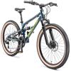 BIKESTAR MTB Mountain bike sospensione completa alluminio per bambini 9 anni | Bicicletta 24 pollici 21 velocità Shimano, freni a disco | Nero