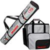 Brubaker Combi Set Carver Tecpro - Borsa da Sci con Spallacci Imbottitie e Borsa Porta Scarponi da Sciper 1 Paio di Sci + Bastoncini + Scarponi + Casco - Color Color Argento/Rosso - 190 cm
