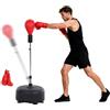 HOMCOM Punching Ball da Terra, Sacco da Boxe da Terra con Base Riempibile, Ventose e Guantoni, Altezza Regolabile 4 Livelli da 136-154 cm, Speed Bag per Home Gym Casa e Palestra, Rosso