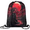 Generic Drawstring Backpack Rosso Nero Giapponese Impermeabile Sacca con Coulisse Multifunzionale Sacca Palestra per Scuola Nager Escursionismo