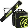 Brubaker Combi Set Carver Champion - Borsa da Sci e Borsa Porta Scarponi da Sciper 1 Paio di Sci + Bastoncini + Scarponi + Casco - Color Neon Giallo/Nero - 170 cm