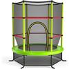 KOMFOTTEU Trampolino per Bambini 3-6 Anni, Tappeto Elastico Bambini con Rete di Sicurezza e Chiusura a Cerniera, Saltarello da Esterno in Acciaio Zincato, Portato 135 kg, 165x165x161 cm (Multicolore)
