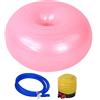 GLOGLOW Palla da Yoga in PVC Forma Ciambella Rosa Antiesplosione Spessore 8cm per Equilibrio Coordinazione Migliorata 99% Resistente 300kg Allenamento Posturale Recupero Fisico Adulti Sed