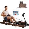 KINGSMITH Vogatore Professionale per Casa, Vogatore ad Acqua Tripla Pieghevole con Regolazione di 5 Livelli, Capacità di Peso 180KG con Monitor a LED, Compatibile con l'app Noce