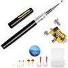 Generico Set di canna da pesca e mulinello telescopic a penna con filo esche morbide ami jig accessori attrezzatura in alluminio per barca diga ghiaccio