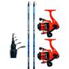 Kolpo kit da pesca bolognese con 2 canne telescopiche 5 mt + 2 mulinelli con filo adatte alla pesca in mare lago e dalla barca