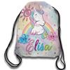 Generico Sacca Sport Zainetto Bianco Personalizzato con nome ''BABY UNICORN'' perfetta per il tuo bimbo da portare sempre con te in spiaggia, a scuola o in gita.