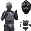 WLXW Elmetto Paintball E Set di Armature di Alta qualità, Elmetto Tattico Integrale Antideflagrante Molle Armatura Esterna Regolabile Multifunzionale, Tiro con Pistola Ad Aria Compressa CS,Nero