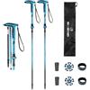 EAGLEKING Bastone da trekking 2 in 1 con manico a forma di T, pieghevole e telescopico, 2 bastoncini da trekking ultraleggeri pieghevoli, in alluminio, per anziani e donne (110-135 cm) (blu)