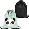 PASO Backpack Premium Scuola per Scarpe Pantofole Panda Orsetto Celadon, Nero, Borsa per scarpe