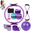 LLELEMAMO Better Me Pilates Essentials Kit for Women, 11-Piece Better Me Pilate Essential Kit, Booty Bands for Working Out Glutes Yoga Ball 25cm Figure 8 Resistance Band Yoga Bands for Stretching (Purple)