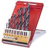 kwb CV - Set di punte elicoidali per legno duro e legno tenero, 8 pezzi, Ø 3-10 mm