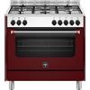 La Germania Cucina a gas con forno elettrico con grill, 90x60 cm, N° 5 fuochi, colore Vino Opaco