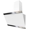 Respekta Cappa Isola senza Cappa, Cappa inclinata 60 cm, Paralume in vetro con cornice in acciaio inox Bianco, Funzione di scarico e ricircolo d'aria, CH89060W, A++, 39-59 dB