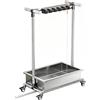 Dalumian Supporto mobile per scopa e mocio, organizer per attrezzi da giardino, carrello portautensili per la pulizia da pavimento, torre porta attrezzi da giardino con ruote e maniglia(6 hooks)