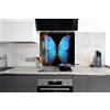 My Photostation.com Myphotostation, paraspruzzi in vetro temperato con ali di farfalla, 28 x 45,7 cm, paraspruzzi per cucina, bagno, parete, stufa, pannello paraspruzzi, piastrelle, vetro, paraspruzzi