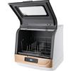 FUROMG Mini lavastoviglie 800 W, lavastoviglie da tavolo con 5 programmi e ugello girevole a 360°, controllo touch, lavastoviglie da tavolo con 2 modalità di lavaggio e indicatore LED, perfetto per piccole