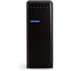 CREATE / RETRO FRIDGE 150 COBALTO/Frigorifero nero con maniglia blu cobalto e congelatore 281L / 102W, 150cm, 3 ripiani, regolatore di temperatura, portabottiglie, 60x60x150cm