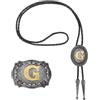 QUARKZMAN 2 Pz Set Cravatta Bolo E Fibbia Da Cintura Stile Western Cowboy Lettera Iniziale G Dorata Cinturino In Pelle Per Donne Uomini Costume Accessori Vintage Tradizionali Grigio Nero/Oro