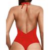 Sexybody Costume da Bagno Intero da Donna Sexy Perizoma con Scollo a V e Schiena Bassa, Increspato sul Sedere con Laccetti sul Retro, Monokini, 146 Nero, M