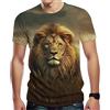 Srcnhim Maglietta da uomo con stampa 3D con leone animale, maglietta casual a maniche corte, Arancione, L