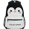 Ksajwzf Zaino per computer portatile personalizzato per scuola, cartone animato, pinguino, icona, per ragazze, bambini, ragazzi, animali, borsa per libri universitari elementari, viaggi,