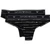 Emporio Armani Confezione 2 Slip Brasiliana Elastico a Vista Donna Articolo 163337 1P219 BI-Pack Brazilian Brief, 03937 Blu Marine/Blu Marine, US/UK L/IT IV/CN 170/76