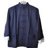 CORETIC Camicia da uomo in cotone e lino kung fu cinese tradizionale tang vestito tai chi camicetta manica lunga giacca cappotti, Verde militare, XL