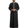 Eauptffy Caftano Uomo Lungo Abbigliamento Da Preghiera Islamico Collo Alto Abbigliamento Manica Lunga Arabo Abaya Robe con Borse A Maniche Lunghe Regali Business Musulmano Abbigliamento Casual Dubai