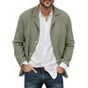 HUIANGLIYG Blazer da Uomo in Lino e Cotone, Casual, con Revers A Tacca, Giacca Sportiva Leggera e Traspirante, Estiva, vestibilità Ampia, con Bottoni e Tasche, Ideale per L'Uso Quotidiano, Blu Navy