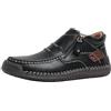Generisch Scarpe da uomo in pelle, realizzate a mano, con mocassini, antiscivolo, traspiranti, classiche, con chiusura lampo, extra large, ammortizzanti, casual, per attività all'aria aperta, Nero , 42