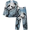 DZBDWZXH Set pigiama da uomo a maniche lunghe con stampa (uccelli corvi neri) -, Nero, L