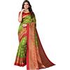 Yashika, sari in seta artistica stampato da donna con camicetta, Mehendi, taglia unica