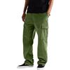 Fulidngzg Pantaloni Cargo Uomo Velluto a Coste Autunno Inverno Taglio Dritto con Coulisse Vita Tasche Multiple Pantaloni da Lavoro Termico Casual Eleganti Elasticizzati per Attivita Quotidiane,Verde,L