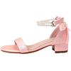 Emmoal Sandali per Bambine e Ragazze Scarpe da Principessa con Tacco per Feste e Compleanni,Sandali Estivi per Bambina Sandali con Fiocco di Perle 5-13 Anni