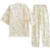 OWLONLINE Comodo Pigiama Kimono Giapponese da Donna in Puro Cotone Taglia L-O8