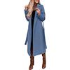 IQYU Giacca da donna lunga ed elegante | cappotto di lana da donna invernale elegante nero lungo cappotto di lana con cintura, cappotto lungo invernale lungo al ginocchio, trench spesso cappotto invernale