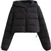 Generico Donna Inverno Stand Collare Zip Piumino Giacca Baggy Corto Imbottito Piumini (Nero,M)