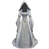 Generico Vestito Gotico Donna Halloween Abito Retrò Medievale con Maniche A Tromba Stile Vittoriano per Il Rinascimento Malefica Costume Vampira