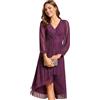 Ever-Pretty Abito da Sera a Maniche Lunghe Elegante da Donna Abiti da Ospite Midi Eleganti Cerimonia Paillettes Begonia Viola 44
