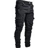 vokkrv 2023 Jeans Uomo Elasticizzati Slim Fit Pantaloni Lunghi Casual Denim Stretch Skinny Moda Jean Sportiva Jogging Pantaloni Multitasche Autunno Inverno Pantaloni Jeans