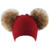 Brillabenny Cappello Cuffia Doppio PON PON Vera Pelliccia Bambina Bimba 1-3/4 Anni Baby Hat (Bianco Natural)