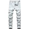 Generico Jeans Uomo Bianchi Larghi Con Bottoni Regolabili Strappati Leopardato Corti Leggeri Estivi Salopette Neri