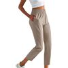 Generisch Pantaloni da golf leggeri da donna con tasche 7/8, pantaloni da jogging elasticizzati con caviglia per golf, sport, lounge, viaggi, lavoro, cachi, S