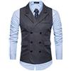 PengGengA Maschile Leisure Panciotto Doppiopetto Gilet Uomo Slim Fit Casual Elegante Smanicato Grigio Scuro M