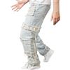 Generico Jeans Slim Fit Uomo Strappati Elasticizzati - Pantaloni Grigi, Neri, Larghi - Taglie Forti - Baggy Estivi