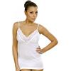 VAJOLET BY SELINA Canottiera Donna Intimo in Cotone Filo di Scozia Spalla Stretta SS5512 Misure 3-4-5-6-7-8 Bianco E Nero (6 XXL IT Donna, Bianco)
